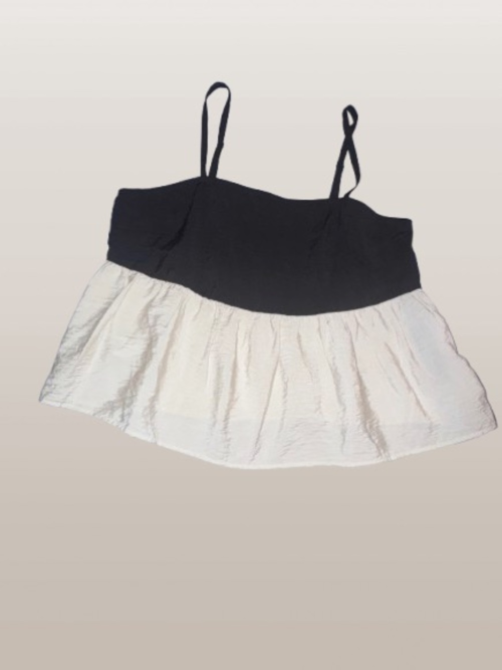 LOFT Black and White Spaghetti Strap Peplum Camisole